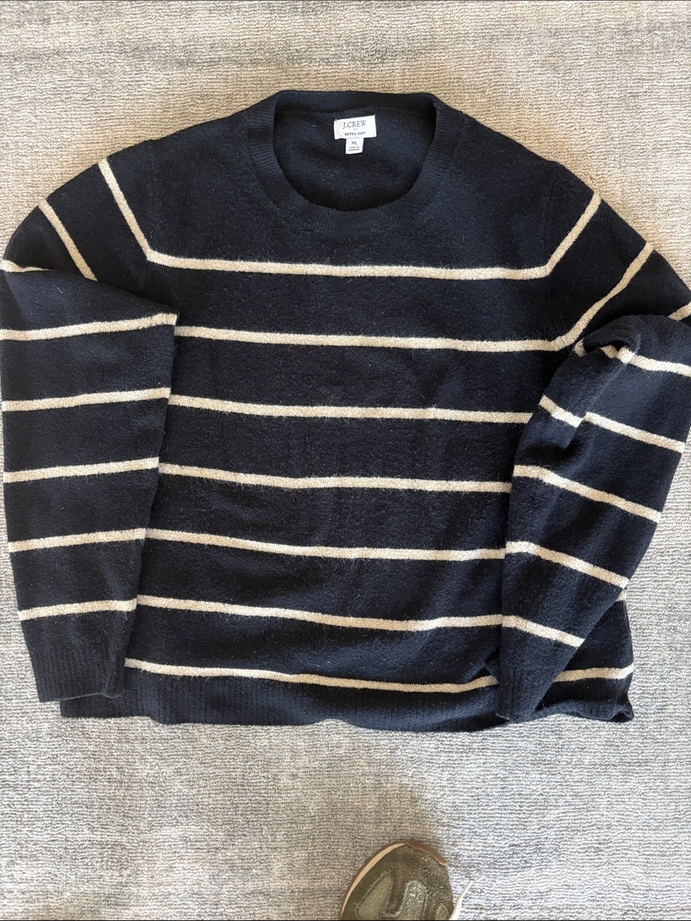 J. Crew Shimmer striped crewneck in extra-soft yarn Ladies XL